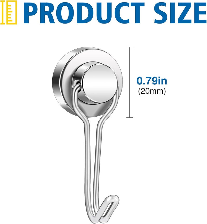 E BAVITE BAVITE E Swivel Swing Magnetic Hooks New Upgraded, 40LB(8pack) Refrigerator Magnet Hook,Strong Neodymium Magnets, Perfect for Refrigerator and Other Surfaces,62mm(2.44In) in Length - Image 2